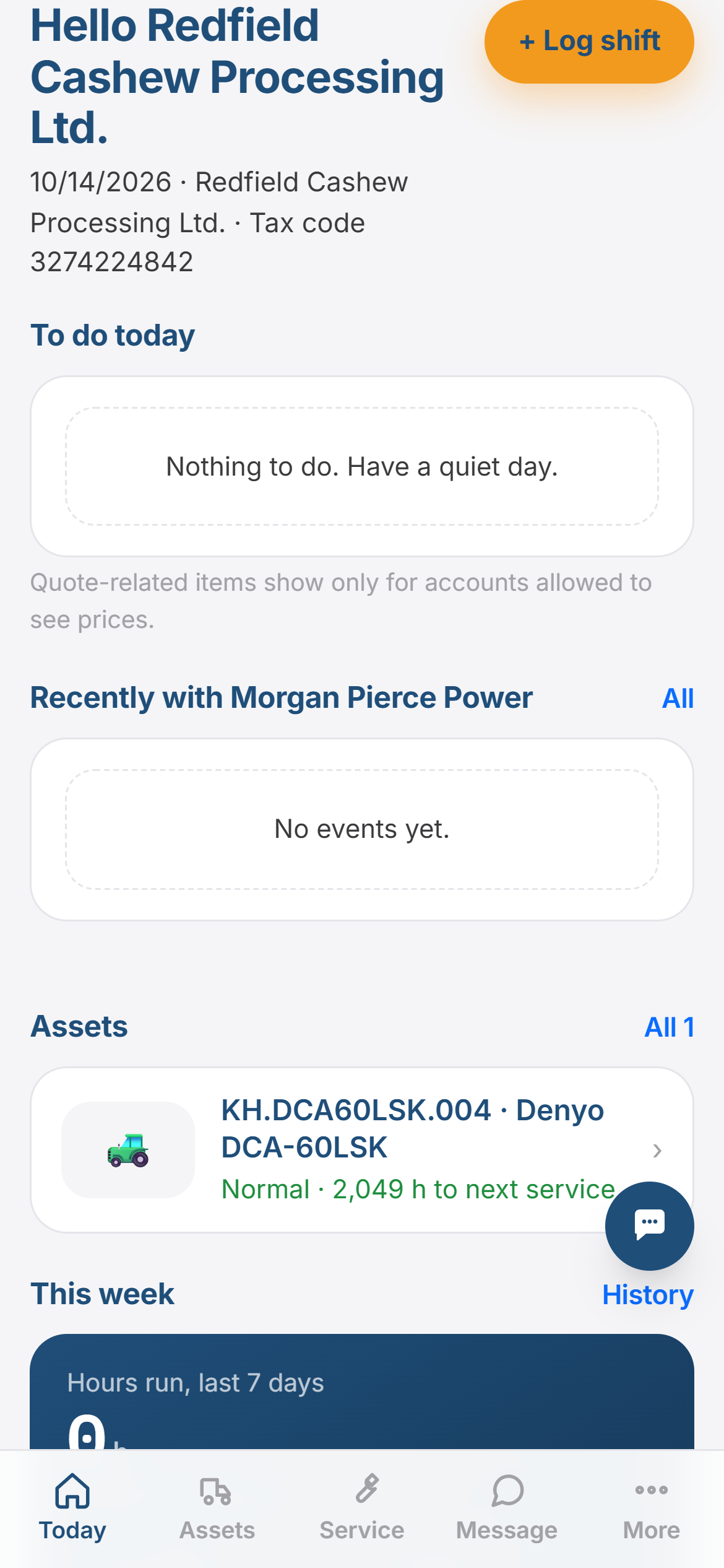 The customer portal on a phone: what to do today, the machines and the latest service